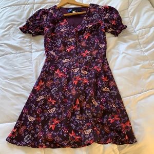 Blue Rain Purple Floral Short Sleeve Dress
